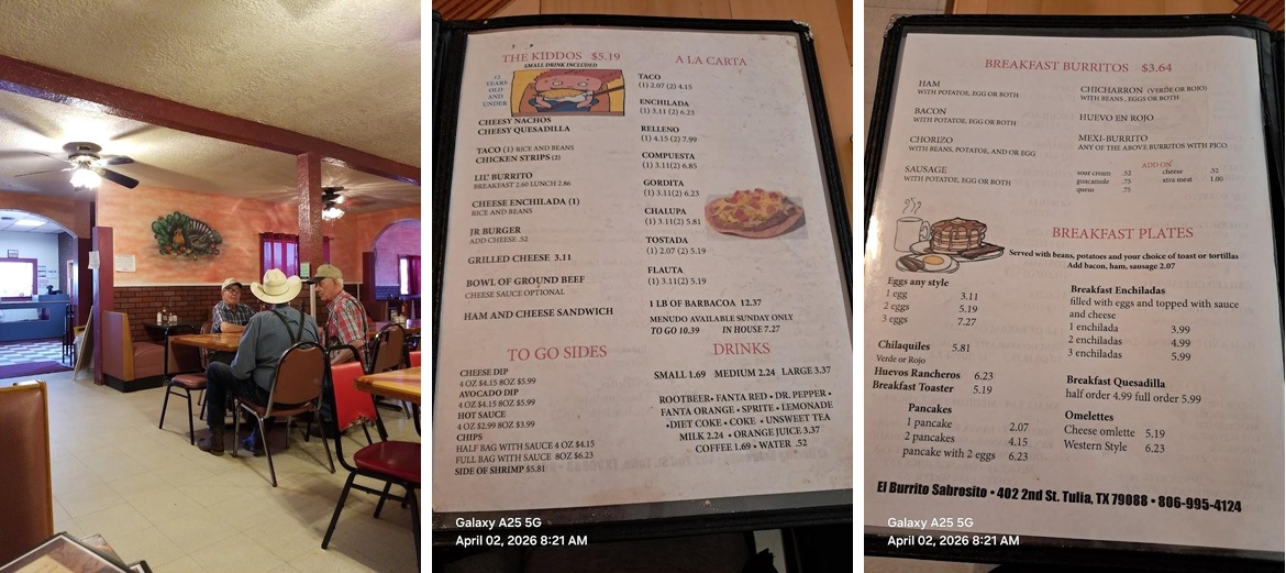 El Burrito Menu